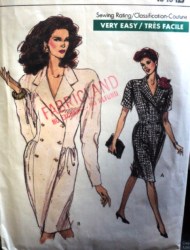 7272 VOGUE SS-LS 2 BRSTD DROP WST COLLAR DRESS EZ PATTERN 8-12